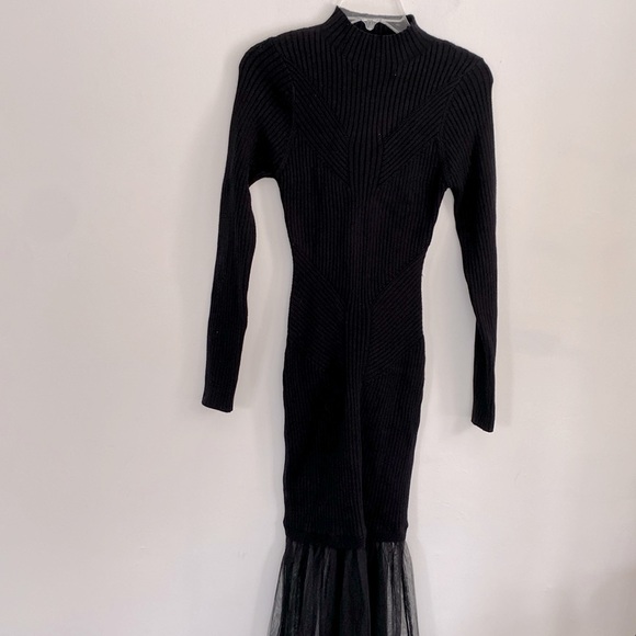 Fate black tulle bottom long sleeved dress S NWT - Picture 1 of 6